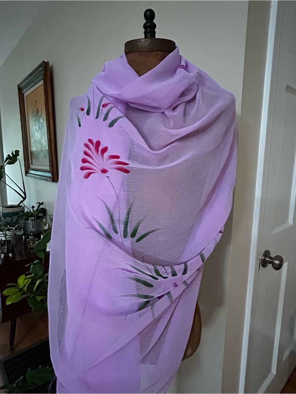 Lavender Floral Wrap Scarf - Women's Lightweight Shawl